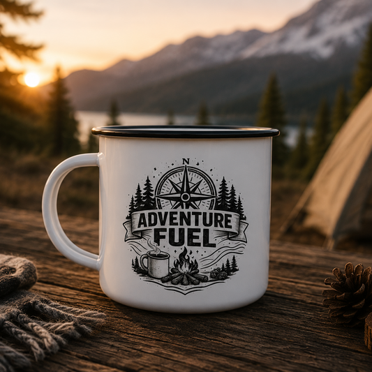 Adventure Fuel Emaille Tasse
